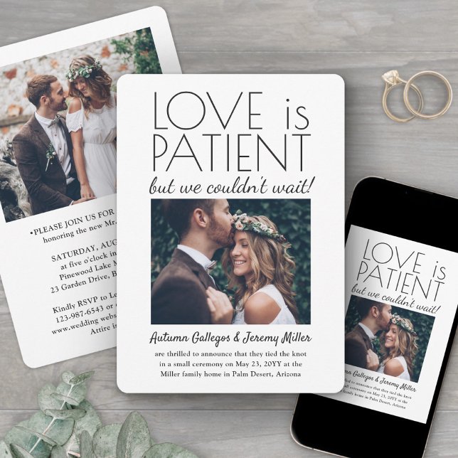 2 Photo Reception Only Love is Patient Wedding Invitation (Creator Uploaded)
