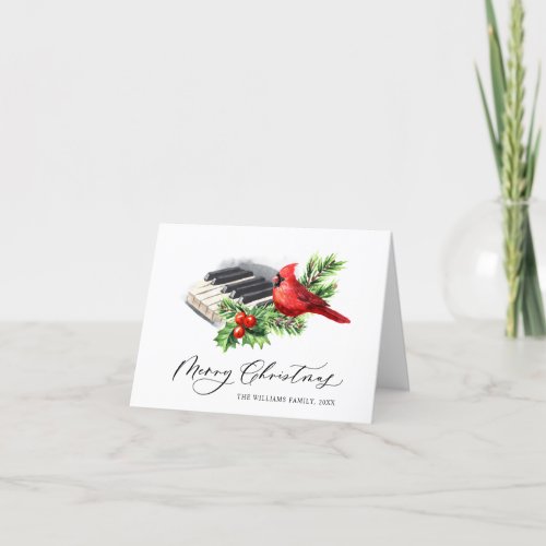 2 PHOTO Red Cardinal Bird Christmas Greeting Holiday Card