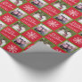 2 Photo - Red Green Merry Christmas Snowflakes Wrapping Paper