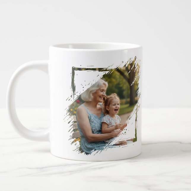 2 Photo Scribble Frame Template Personalized Giant Coffee Mug (Left)