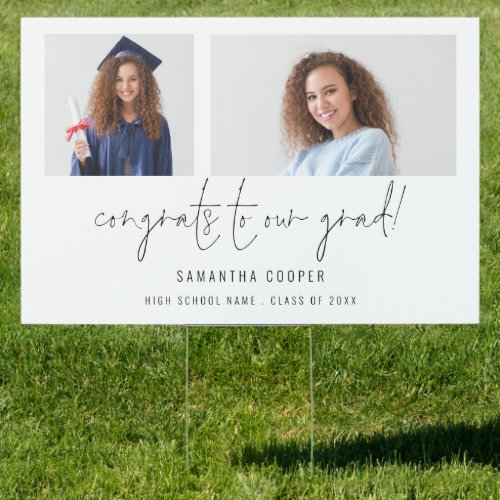 2 Photo Script Congrats Grad Graduation Announce Sign