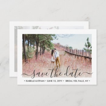 2 Photo Simple Elegant Handwritten Script Wedding Save The Date