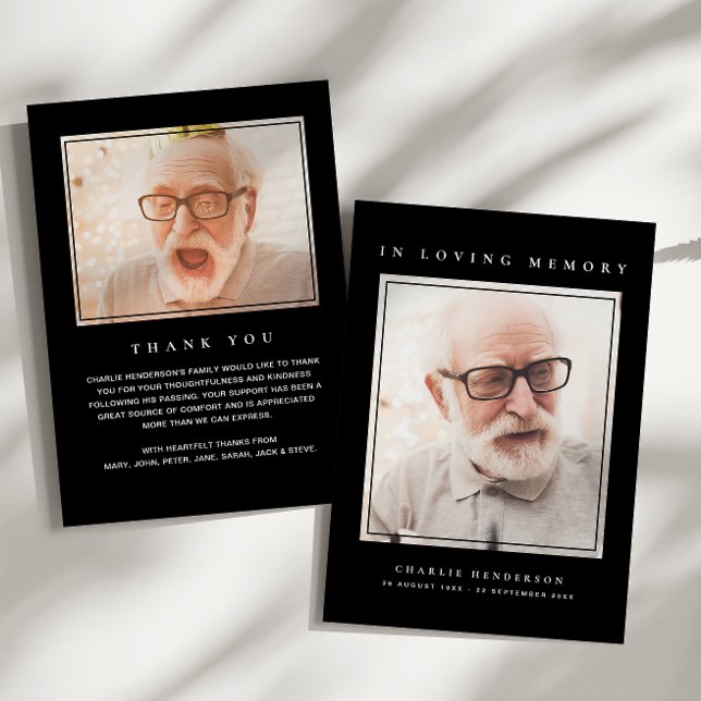 2-Photo Simple Modern Loving Memory Funeral Thank You Card (Creator Uploaded)
