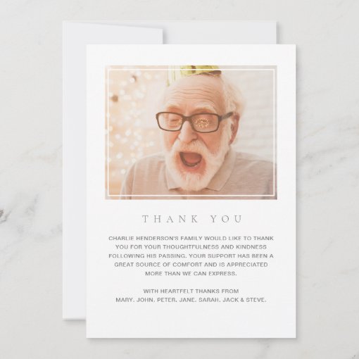 2-Photo Simple Modern Loving Memory Funeral Thank You Card | Zazzle