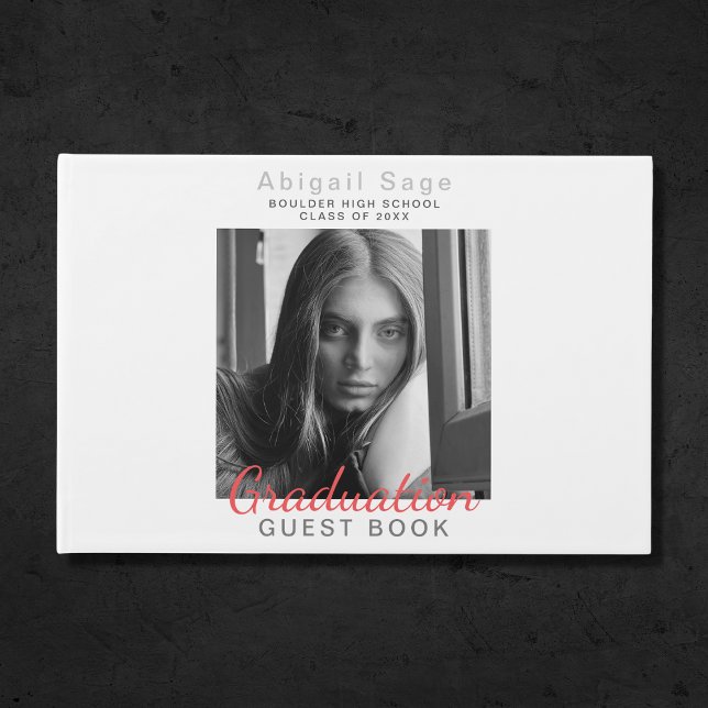 2 Photo Simple Modern Minimalist Graduation Guest Book (Creator Uploaded)