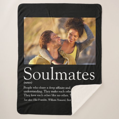 2 Photo Soulmates Definition Black And White Sherpa Blanket