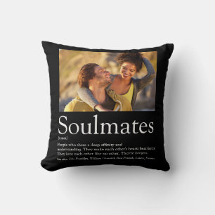 2 Photo Soulmates Definition Black And White Throw Pillow