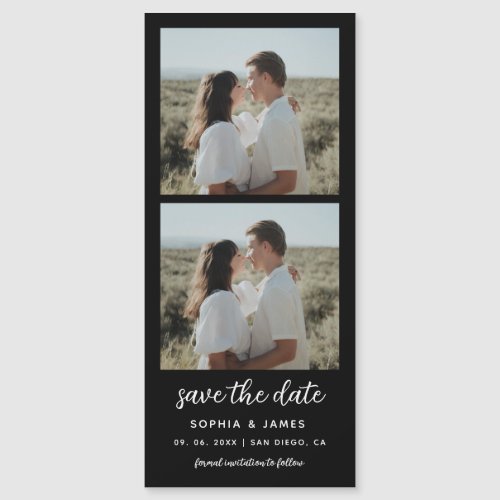 2 Photo Strip Black Magnetic Wedding Save The Date