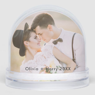 2 Photo Stylish Modern Christmas Holiday  Snow Globe