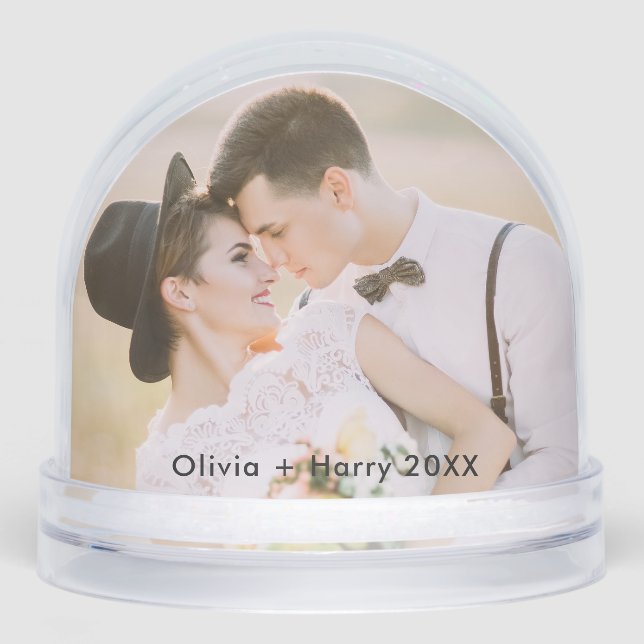 2 Photo Stylish Modern Christmas Holiday  Snow Globe (Front)