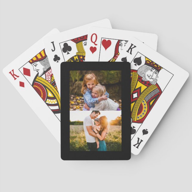 2 Photo Template Black Border Playing Cards (Back)