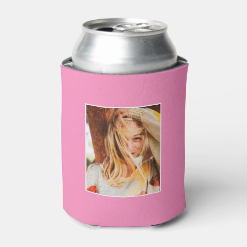 2 Photo Template Double Sided Hot Pink Can Cooler