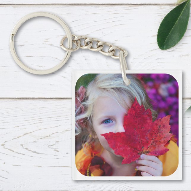 2 Photo Template Double Sided Rounded White Keychain (Creator Uploaded)