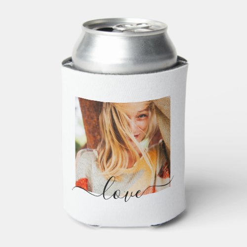 2 Photo Template Love Text Double Sided White Can Cooler