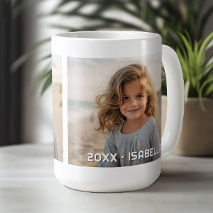 2 Photo Template Modern Minimal with Custom Text Coffee Mug
