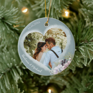 2 Photo Template Personalized Ceramic Ornament