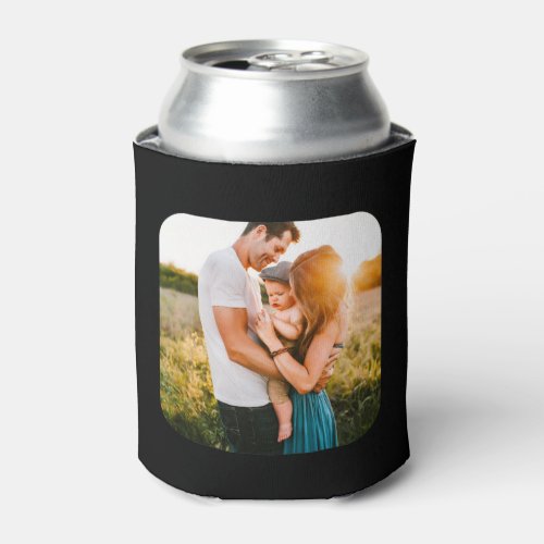2 Photo Template Rounded Double Sided Black Can Cooler