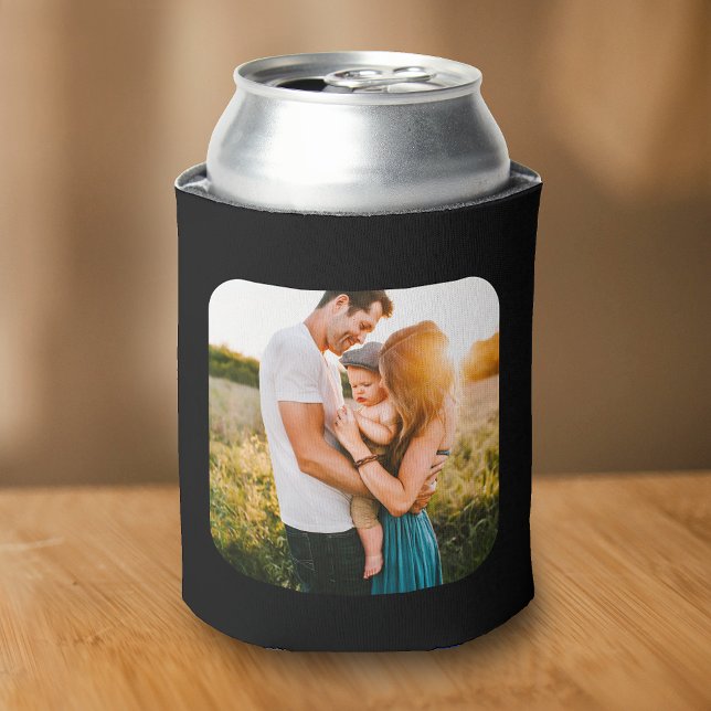2 Photo Template Rounded Double Sided Black Can Cooler (Creator Uploaded)