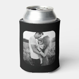 2 Photo Template Rounded Double Sided Black White Can Cooler