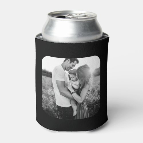 2 Photo Template Rounded Double Sided Black White Can Cooler