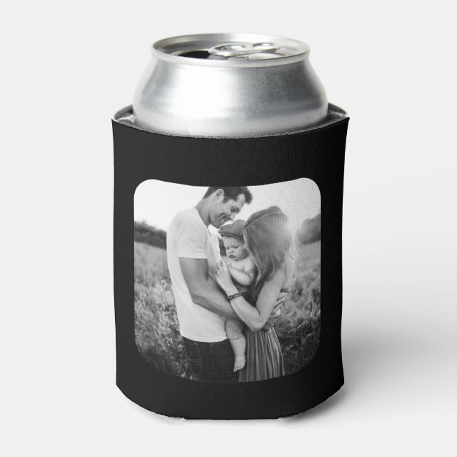 2 Photo Template Rounded Double Sided Black White Can Cooler (Can Front)