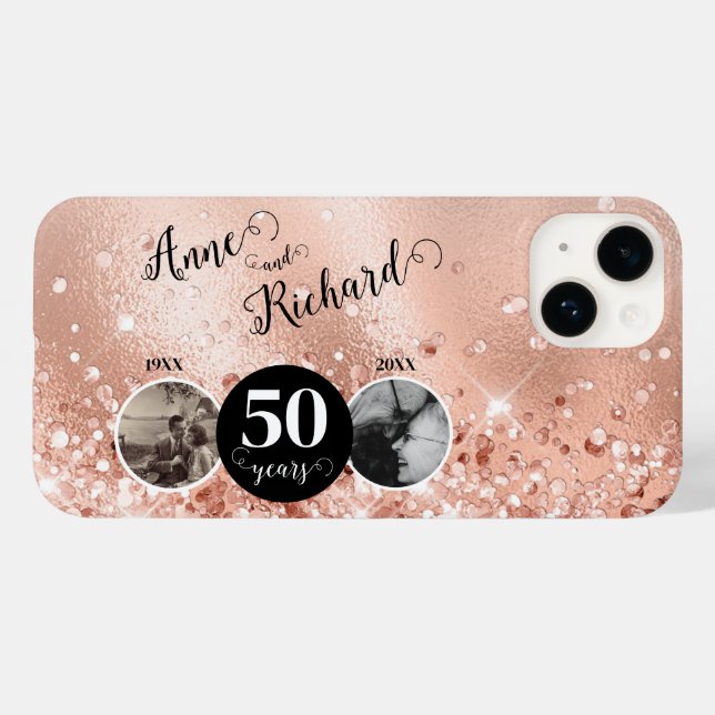 2 Photo Then and Now ANY YEAR Wedding Anniversary Case-Mate iPhone Case (Back (Horizontal))