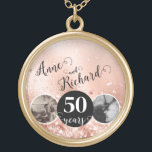 2 Photo Then and Now ANY YEAR Wedding Anniversary Gold Plated Necklace<br><div class="desc">2 Photo Then and Now ANY YEAR Wedding Anniversary</div>