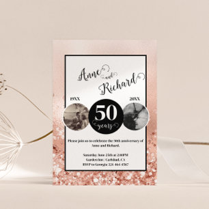 2 Photo Then and Now ANY YEAR Wedding Anniversary Invitation