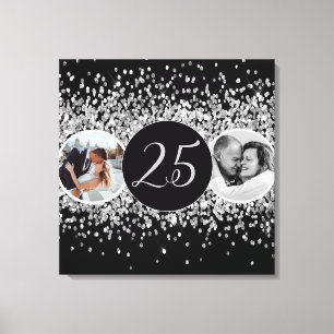2 Photo Then and Now Wedding Anniversary Canvas Print