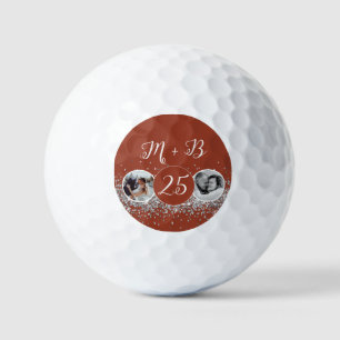 2 Photo Then and Now Wedding Anniversary Golf Balls