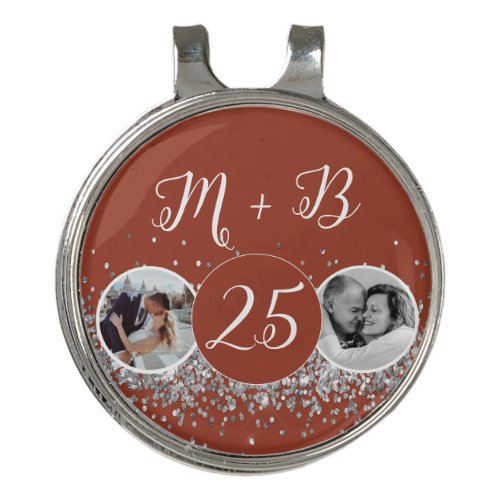 2 Photo Then and Now Wedding Anniversary Golf Hat Clip