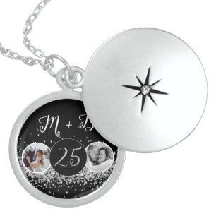 2 Photo Then and Now Wedding Anniversary Locket Necklace