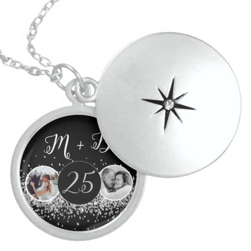 2 Photo Then and Now Wedding Anniversary Locket Necklace