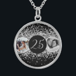 2 Photo Then and Now Wedding Anniversary Sterling Silver Necklace<br><div class="desc">2 Photo Then and Now Wedding Anniversary</div>