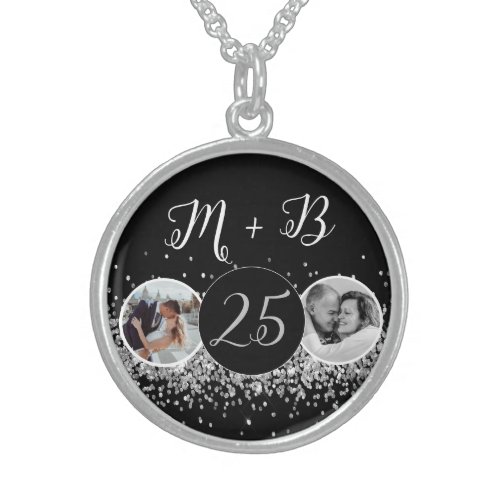 2 Photo Then and Now Wedding Anniversary Sterling Silver Necklace