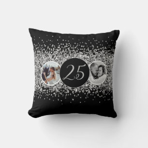 2 Photo Then and Now Wedding Anniversary Throw Pillow