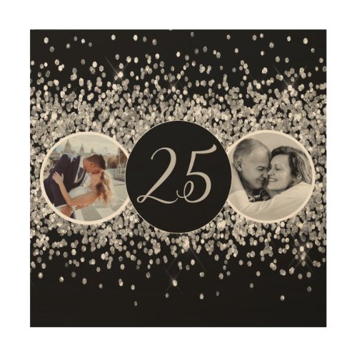 2 Photo Then and Now Wedding Anniversary Wood Wall Art