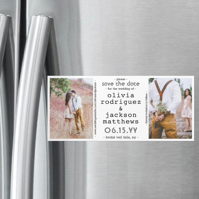 2 Photo Unique Modern Wedding Save the Date Magnetic Invitation (Creator Uploaded)