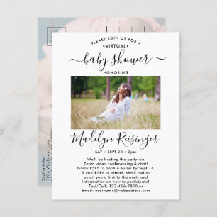2 Photo Virtual Baby Shower by Mail Modern Script Invitation Postcard