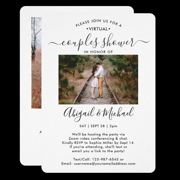 2 Photo Virtual Couples Bridal Shower by Mail Invitation