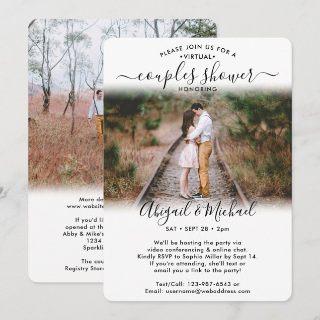 2 Photo Virtual Couples Bridal Shower by Mail Invitation (Front/Back)