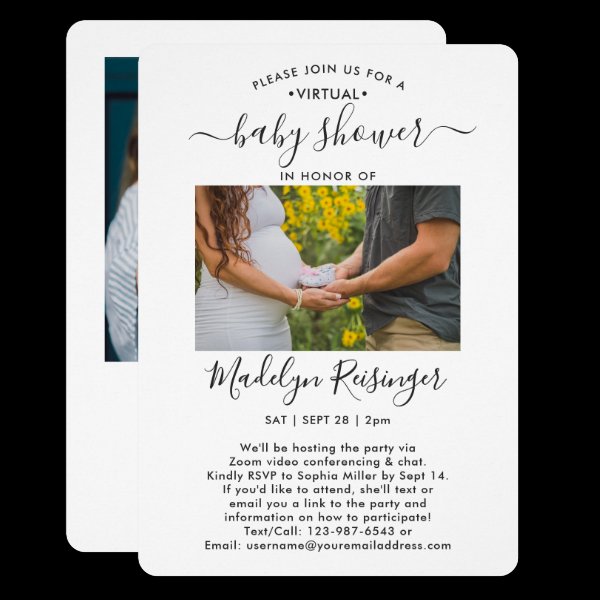 2 Photo Virtual Long Distance Baby Shower by Mail Invitation