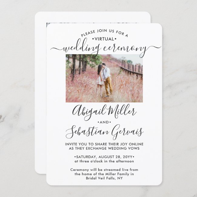 2 Photo Virtual Wedding Livestream Long Distance Invitation