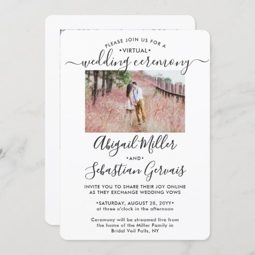 2 Photo Virtual Wedding Livestream Long Distance Invitation