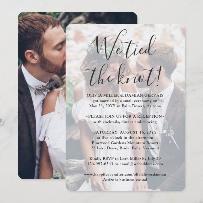 2 Photo We Tied the Knot Wedding Reception Only Invitation