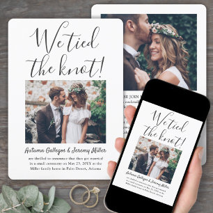 2 Photo We Tied the Knot Wedding Reception Only Invitation