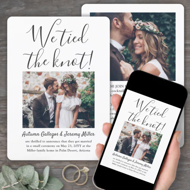 2 Photo We Tied the Knot Wedding Reception Only Invitation | Zazzle