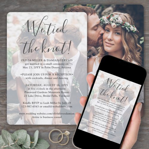 2 Photo We Tied the Knot Wedding Reception Only Invitation