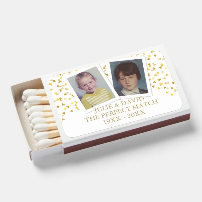 2 Photo Wedding Anniversary Favor Matchboxes (Front Open)