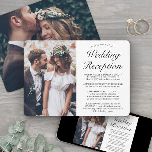 2 Photo Wedding Reception Elegant Elopement Party Invitation